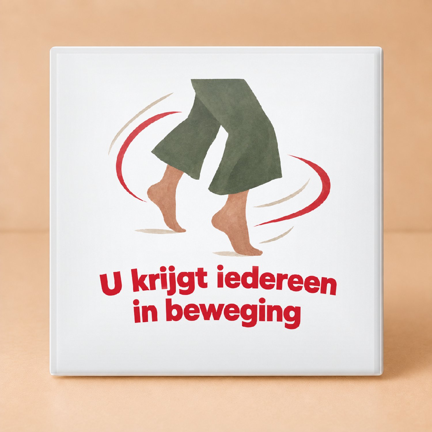 Bedruk King Rustige gouache "De meester als klas-DJ" Tegel – Sfeervolle decoratie voor leraren en onderwijs professionals - 15 x 15 cm Wit