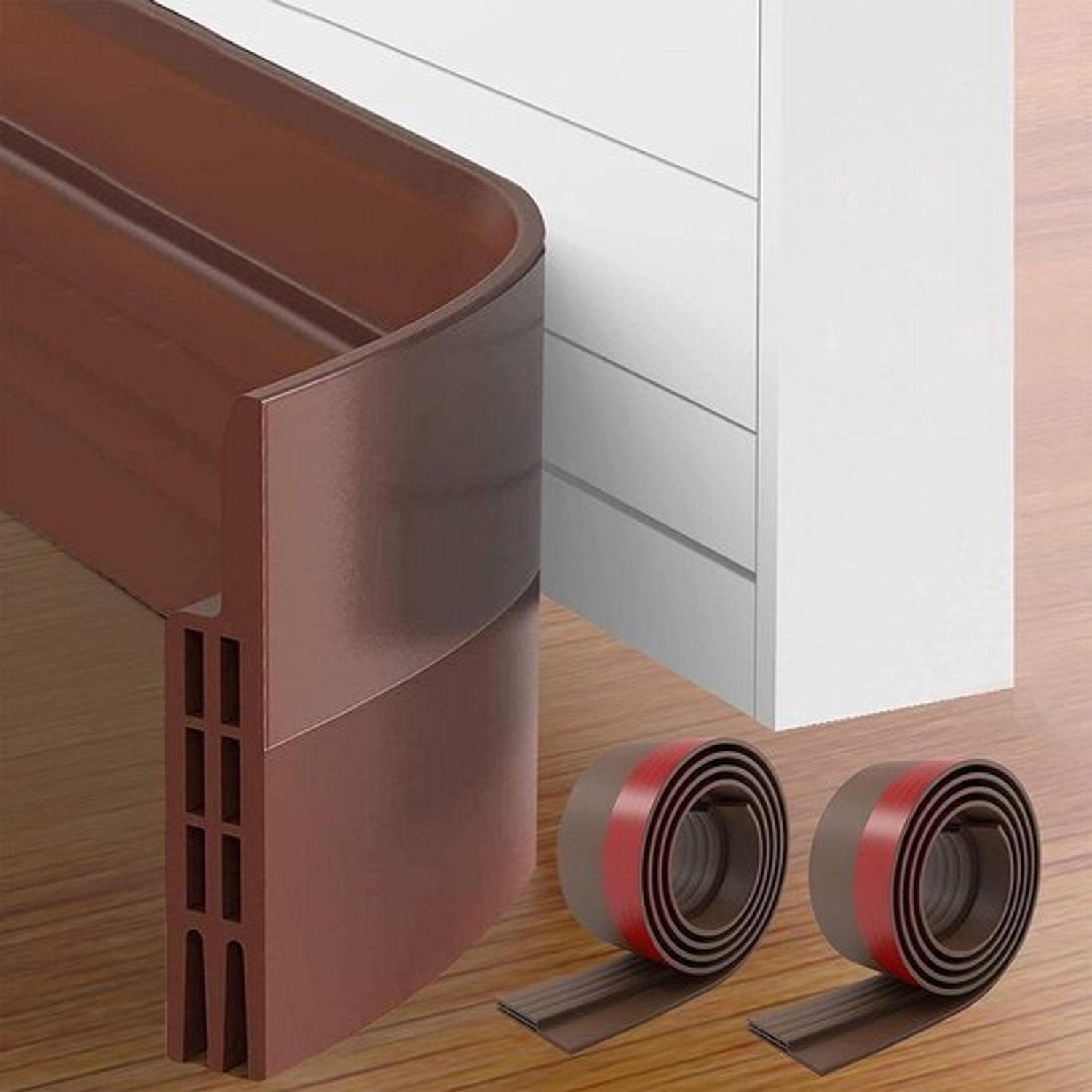 Deurtochtstopper - Rubberen weerstrip voor deuren - Bruin - 2 stuks