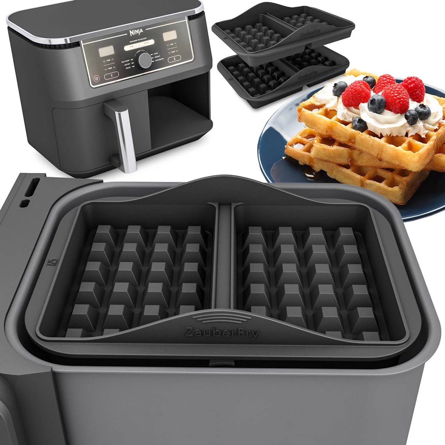 Wafelinzetstuk voor Ninja AF300EU - 2 stuks - compatibel - ideaal voor het maken van wafels - Vemera