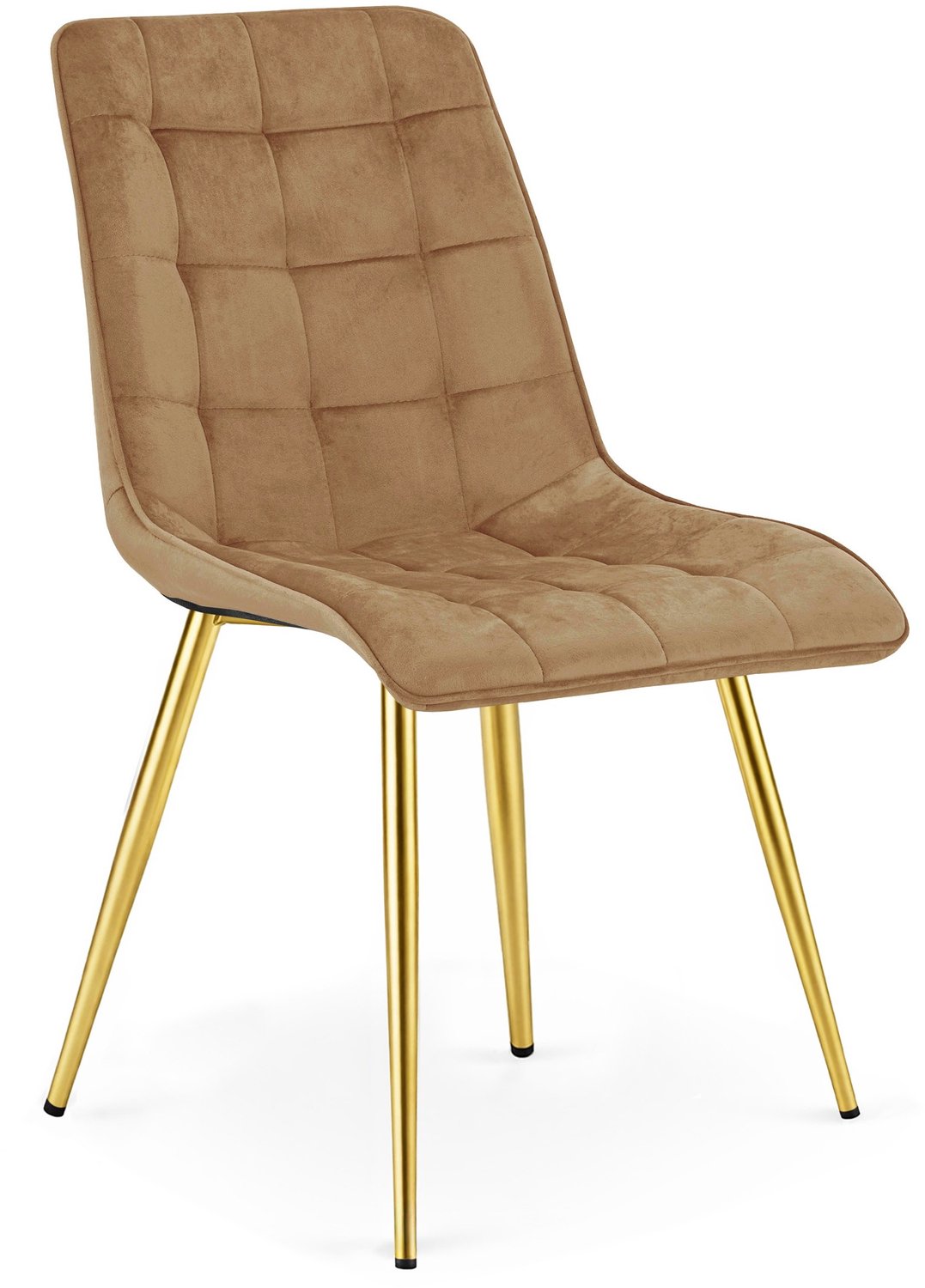 Oskar Eetkamerstoel SPLIT – Bruin Velvet / Fluweel – Gestoffeerde Zitting – Goudkleurige Metalen Poten – Modern Design – Voor Eetkamer en Keuken