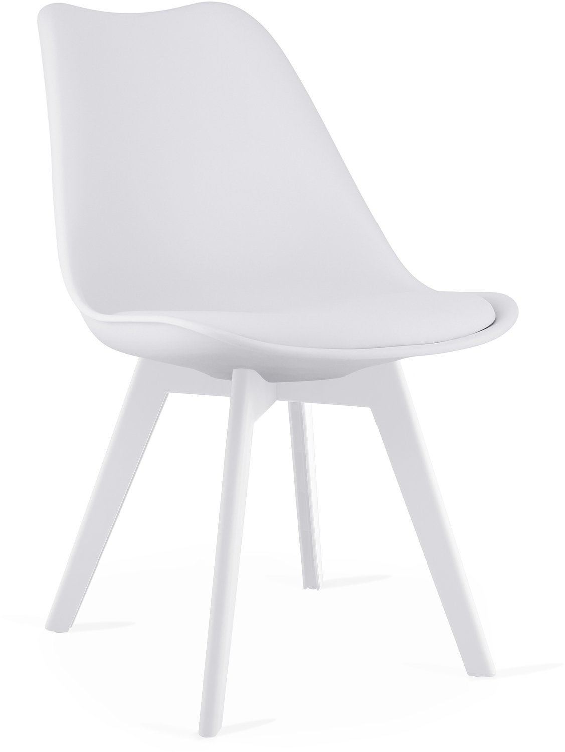 LEOBERT MARK Eetkamerstoel – Wit Kunststof met Kunstleren Zitkussen – Witte Kunststof Poten – Comfortabele Zitting – Modern Design – Moderne Stoel voor Eettafel, Keuken en Eetkamer