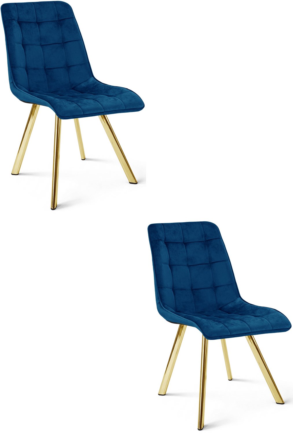 Oskar CIEZA Eetkamerstoelen – Set van 2 – Marineblauw velvet – Goudkleurige metalen poten – Gestoffeerde zitting en rugleuning – Modern design en zitcomfort – Voor keuken en eetkamer – Zithoogte 49 cm