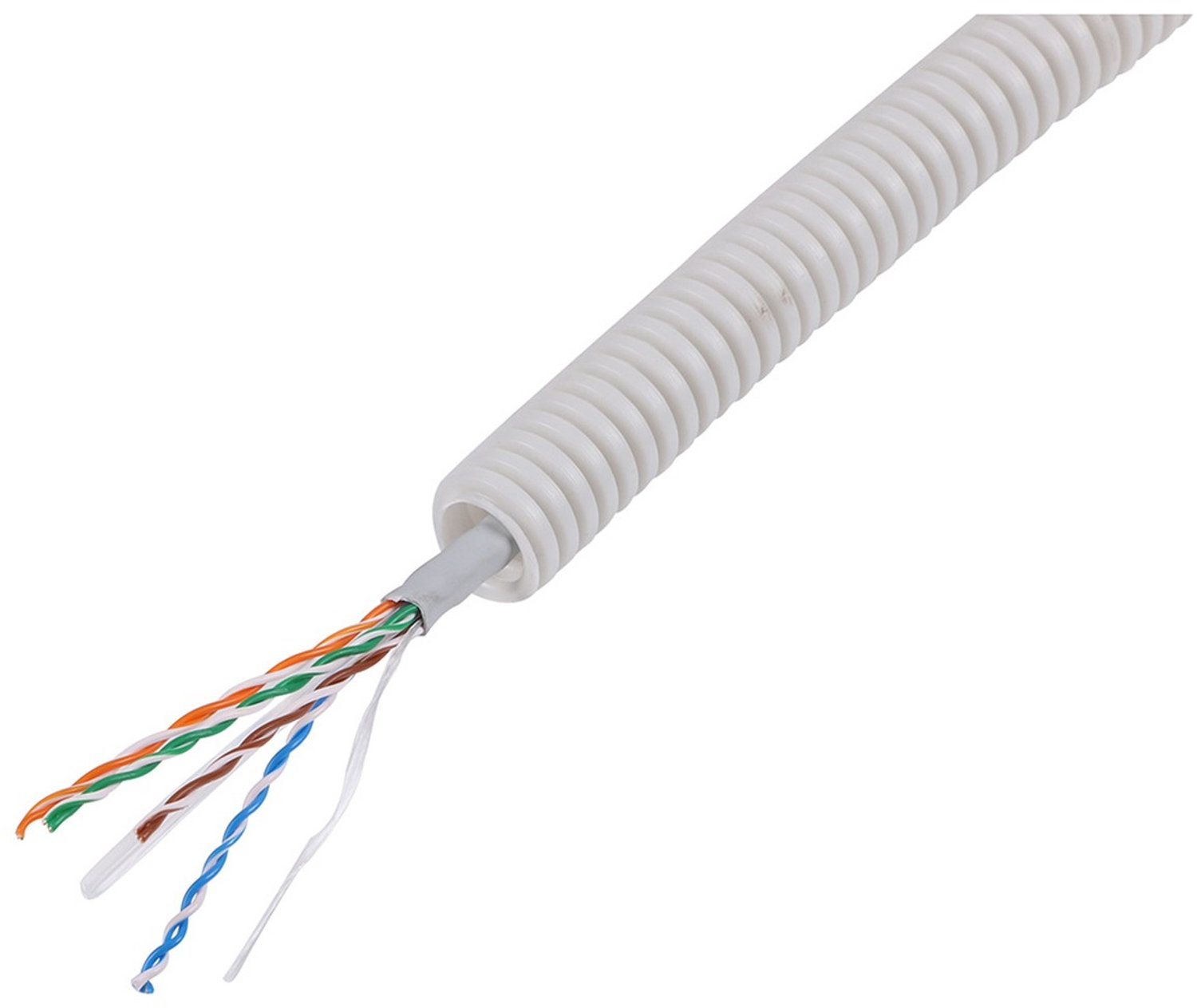 Q-LINK Flexibele voorbedrade buis met UTP CAT6 kabel 16 mm 5/8" grijs 50 m