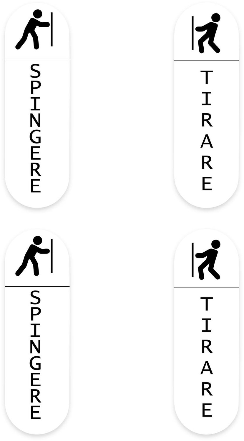 Stickerset Schuiven en Trek - Set van 4 stuks - Zelfklevend - Ideaal voor deuren - Vemera