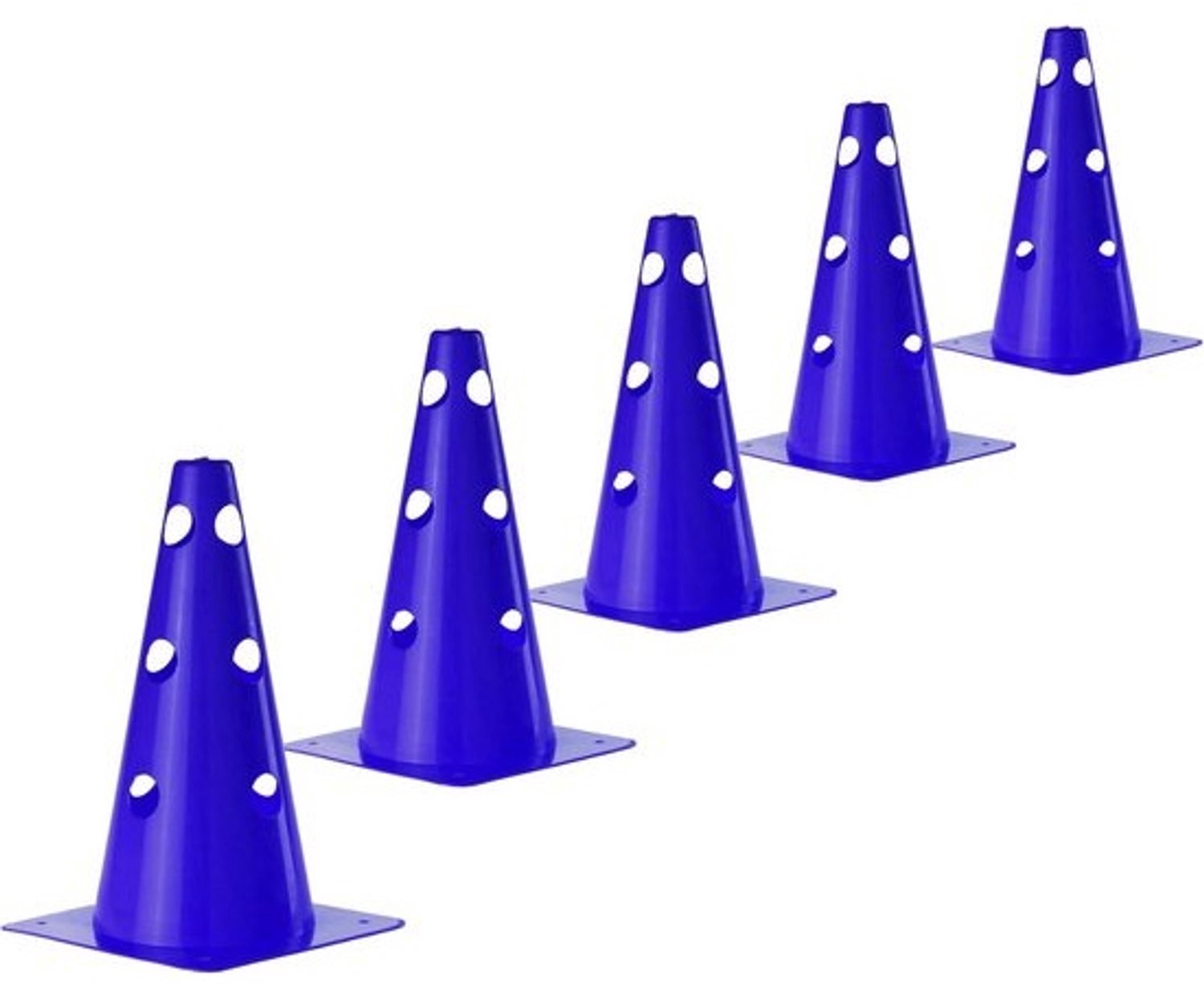 Flexibele kegels voor markering op het veld van 30 cm - Breukbestendige kegels voor training - set met 5 stuks - geschikt voor hondensport, teamsport en paardensport - veilig en breed inzetbaar