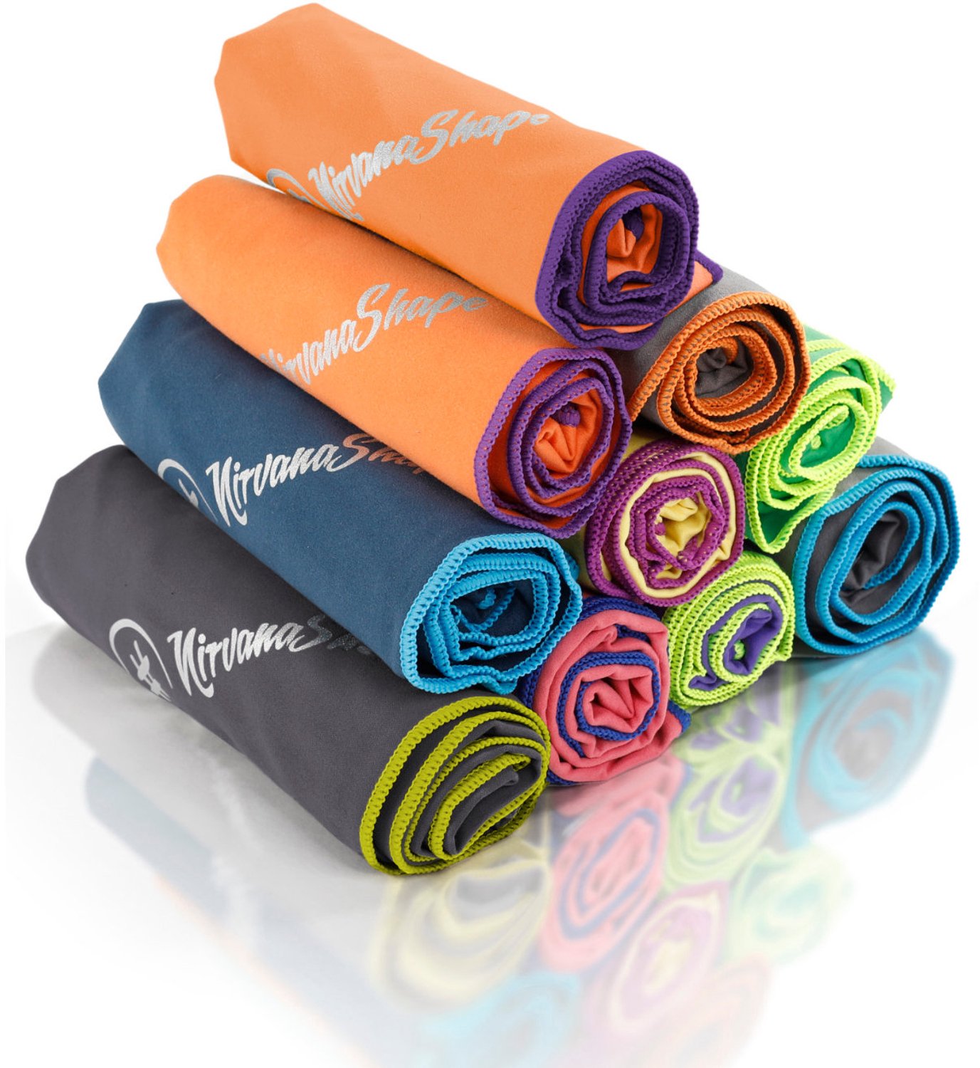 NirvanaShape - microvezel handdoek - microvezel reishanddoek - sneldrogend, ultralicht en zijdezacht - tot 8 keer meer absorberend - 200 x 100 cm - Oranje / Paarse Rand