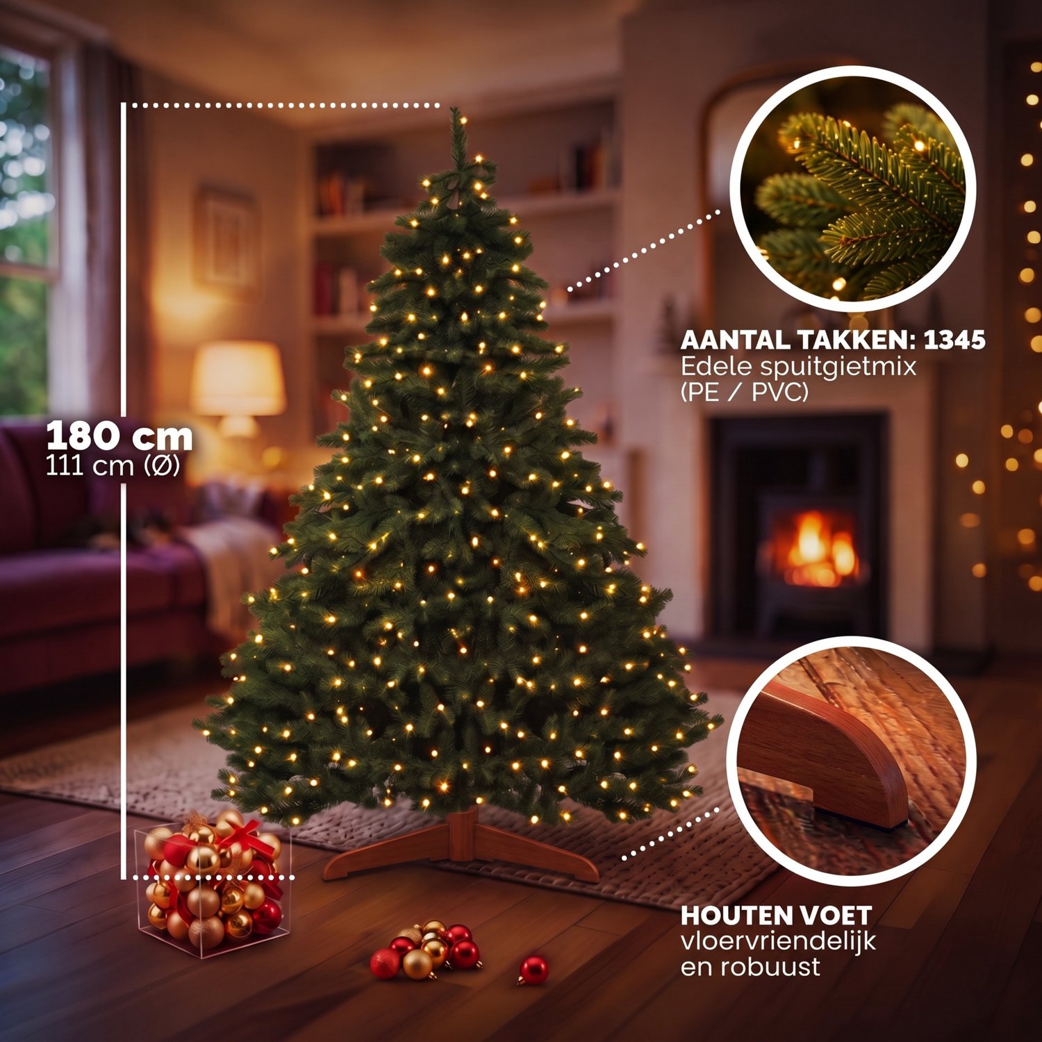 Casaria Kunstkerstboom XL - Lichtslinger 1355 Takpunten 180cm Groen – foto 7