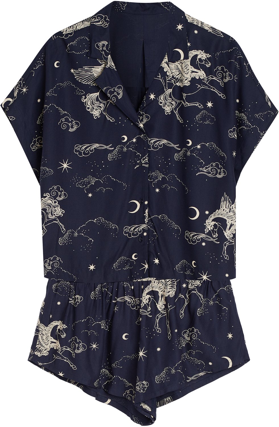 ESOTIQ Crispella - Damespyjamaset - Korte mouwen - Marineblauw