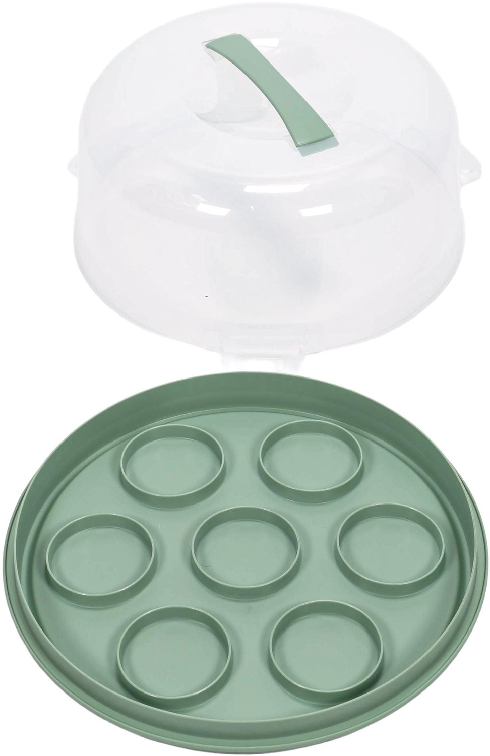EH Excellent Houseware - Draagbare taart- of muffindoos, Ø 25 x 14 cm - groen