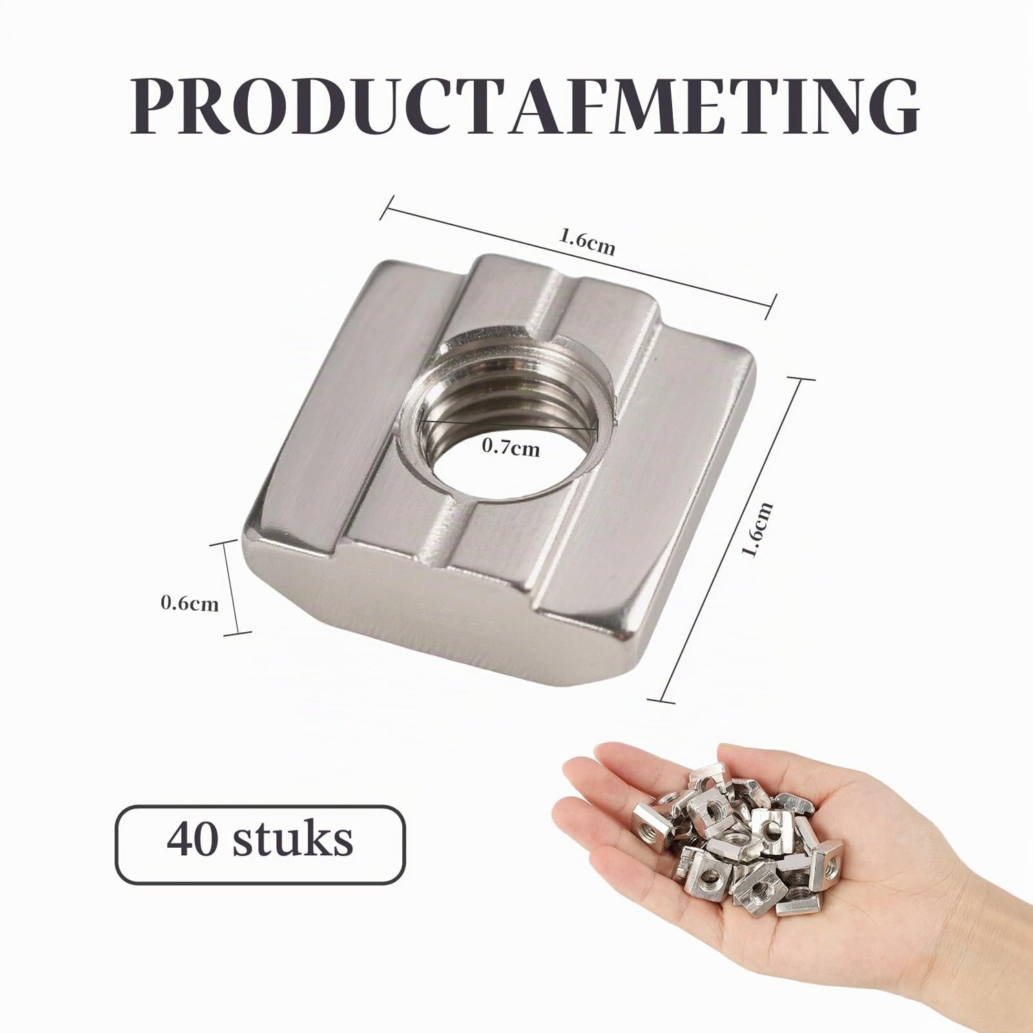 T-glijmoer M8 - 40 stuks - roestvrij staal - perfect voor aluminium profielen - Vemera
