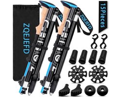 ZQEJEFD wandelstokken - Telescopische trekkingstokken - Carbon en aluminium - 108-135cm - Kurken handvat - 5 paar buffers