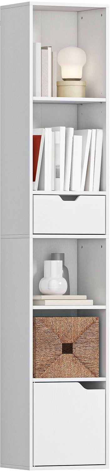 HOMCOM Boekenplank - Spaanplaat - 30x24x158cm - Wit