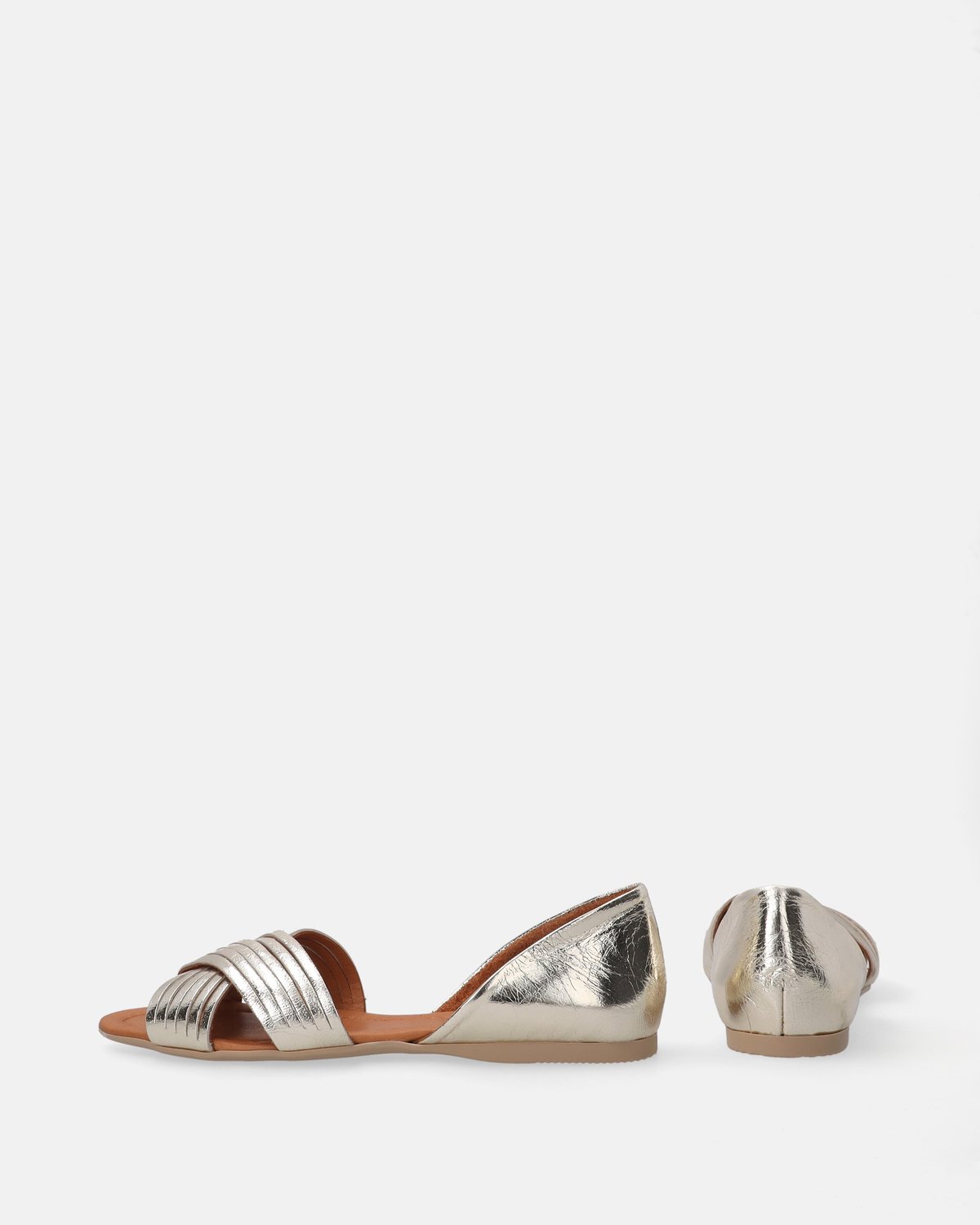 Gouden leren sandalen - gekruiste banden - maat 38