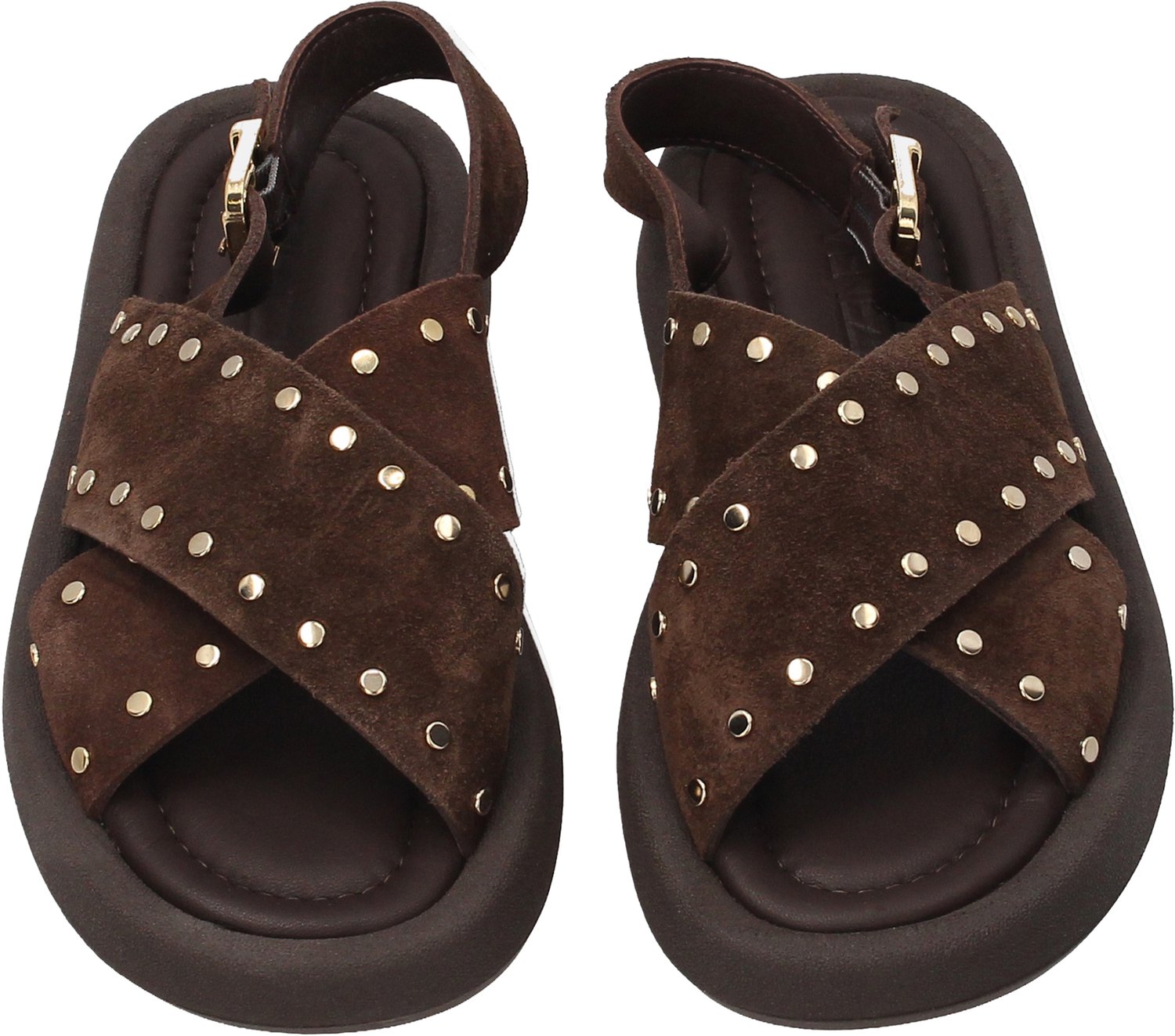 Bruine suède sandalen - Gesp - Studs - Maat 39
