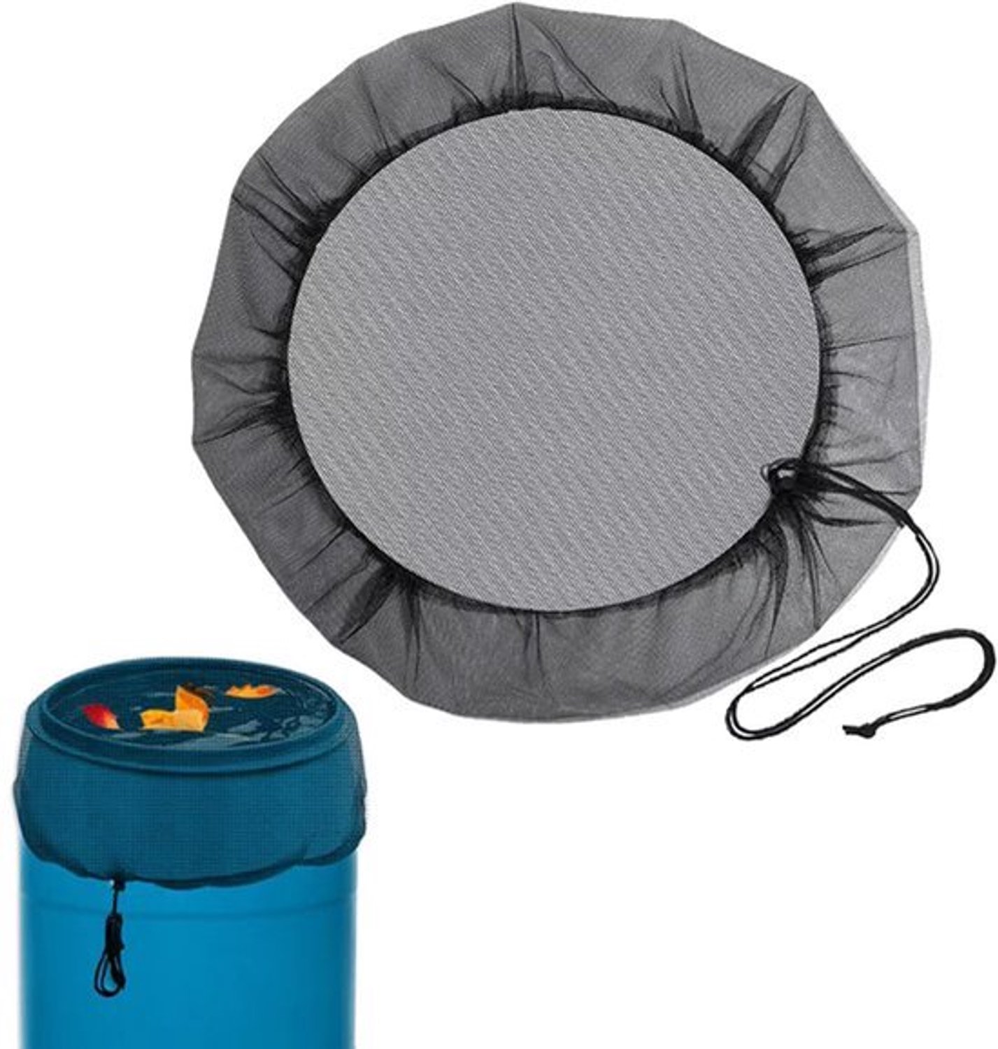 Regentonnet, regentonnet, 95 cm, regentonafdekking met trekkoord, regenton beschermnet, verstelbaar net voor regentonafdekking, weerbestendige muggen, bescherming bladeren, insecten en muggenlarven