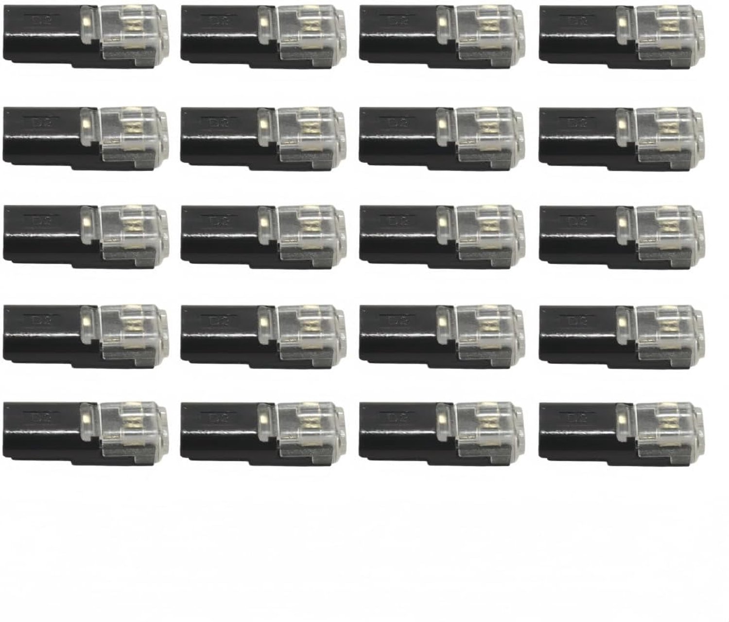 2-pin elektrische push-in draad connector 20 stks - 22 mm lengte - gereedschapsvrij - eenvoudig te gebruiken - ServiceTopper