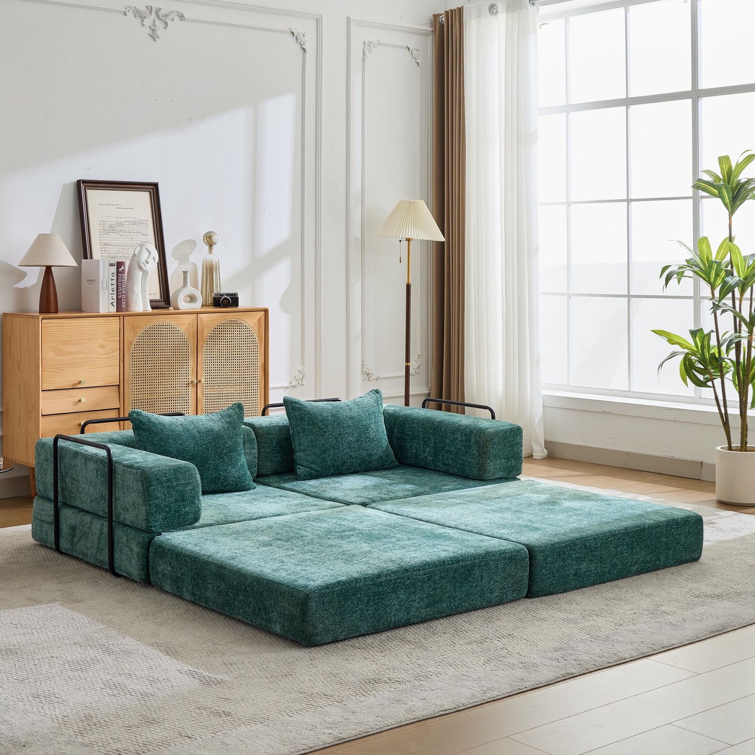 CHICFURN Slaapbank - Opvouwbaar - Modulair - Donkergroen