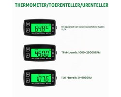 Digitale Watertemperatuurmeter Urenteller Toerenteller Waterdicht ontwerp voor Grasmaaier Tractor Generator Compressor Buitenboordmotor Marine Sneeuwscooter