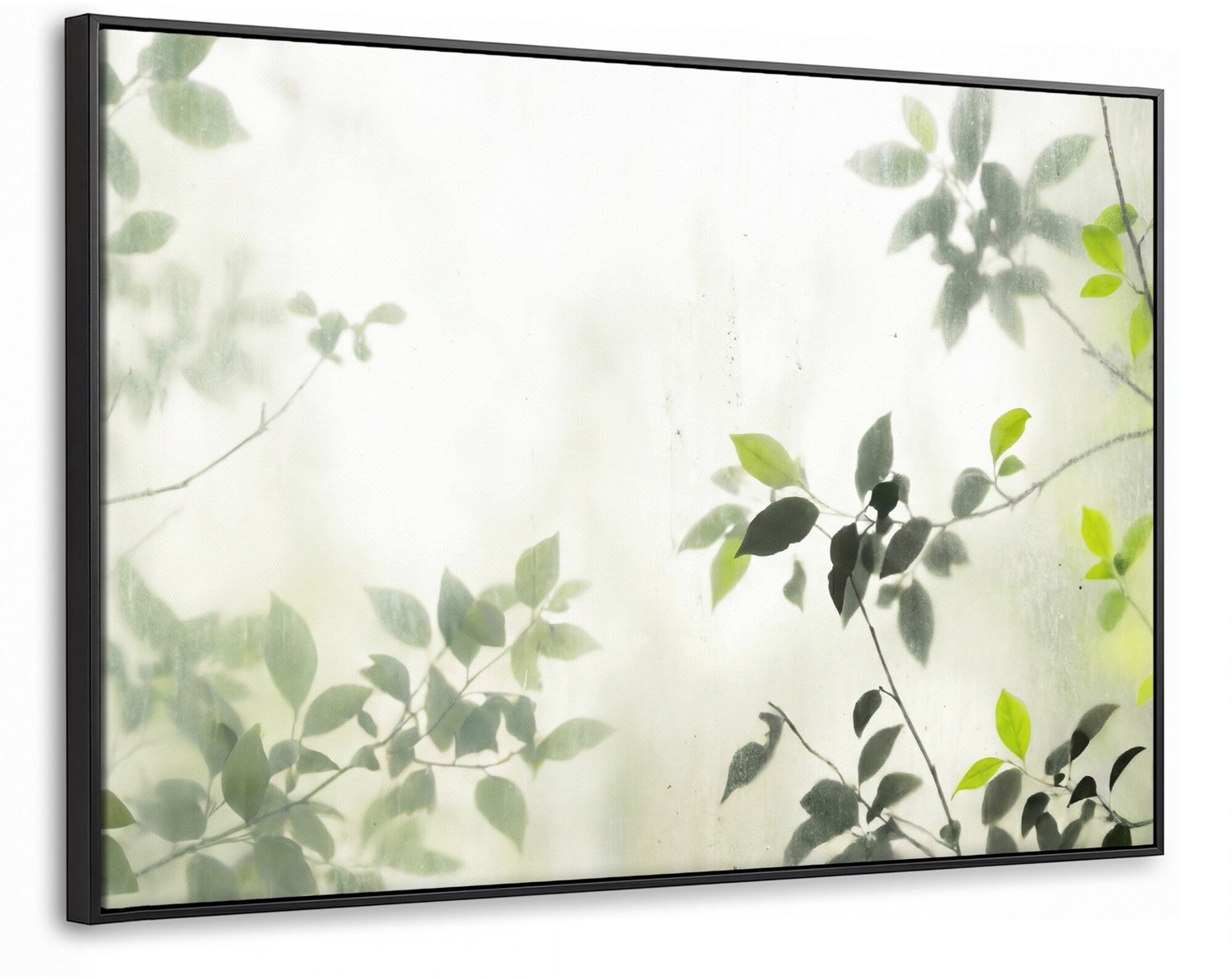 Canvas Schilderij met Baklijst - Blad - Schaduw - Natuur - Abstract - Groen