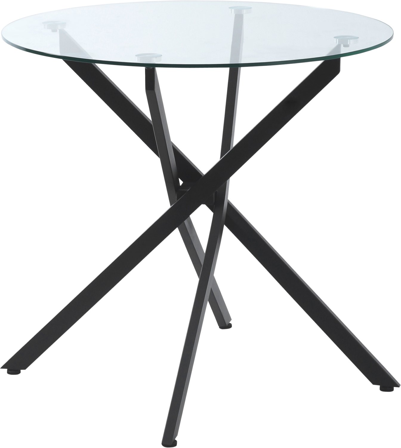 Homcom bijzettafel met glazen blad en X-poot - Ronde salontafel - Bijzettafeltje - Zwart schwarz