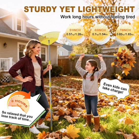 Tuin Hark voor Bladeren, 42 cm Breed met Verstelbare Handgreep — afbeelding 5
