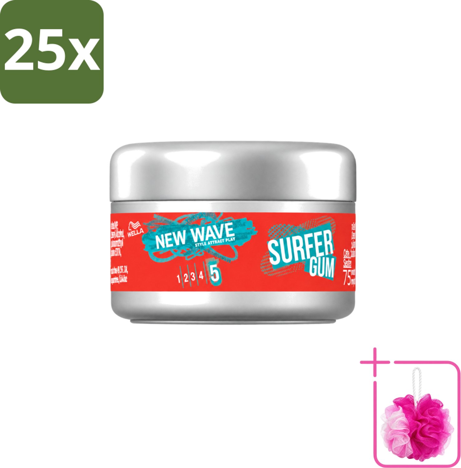 25 x Wella – New Wave Ultimate Effect Surfer Gum - 75 ml - Bulkverpakking - Haarstructuur - Douchemop - Haartextuur