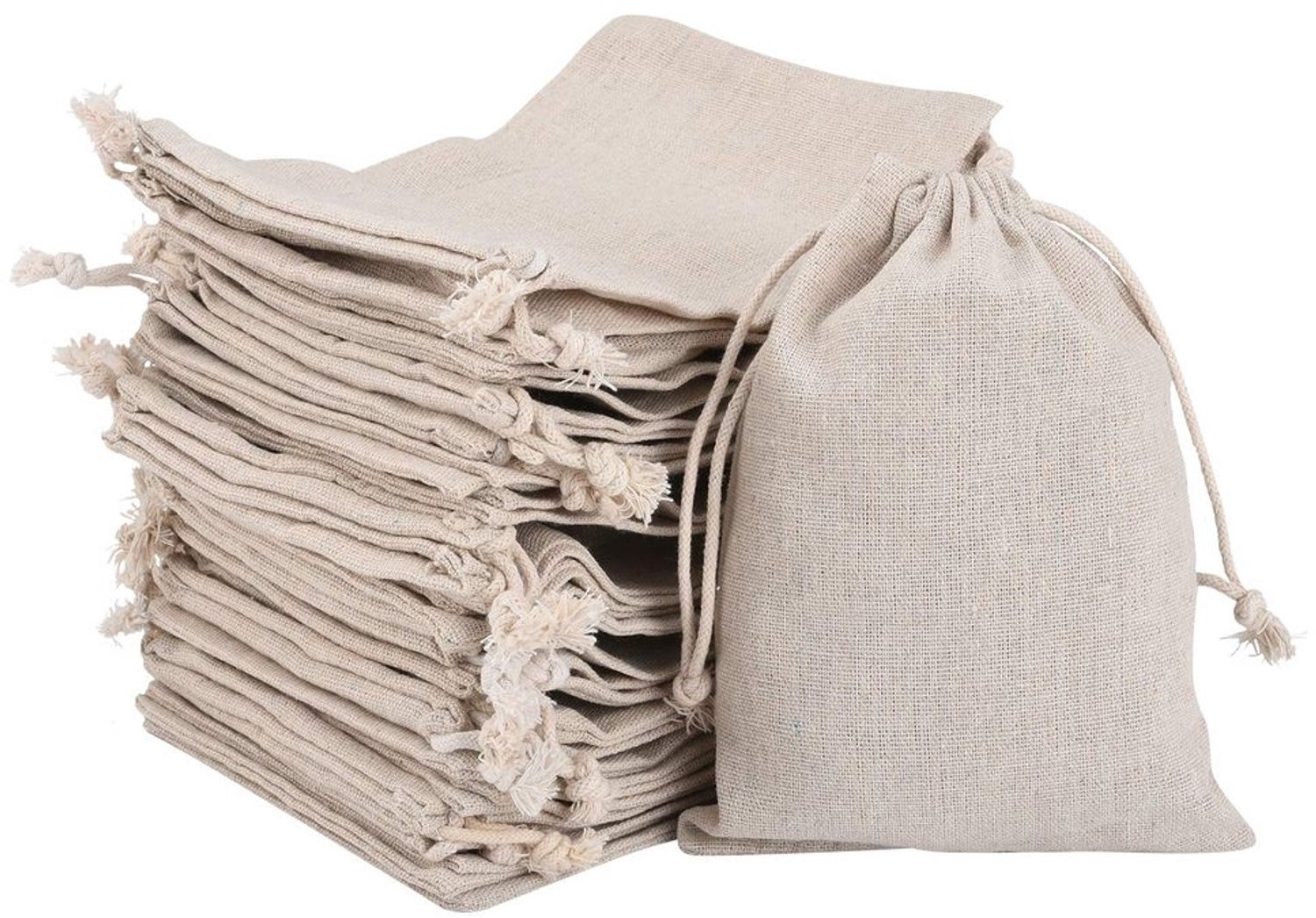 Katoenen Zakken 30 Stuks - Biologisch Afbreekbare Tassen - Trekkoord - Herbruikbaar - Doe-het-zelf Geschenkzakken - Afmeting 12 x 15 cm