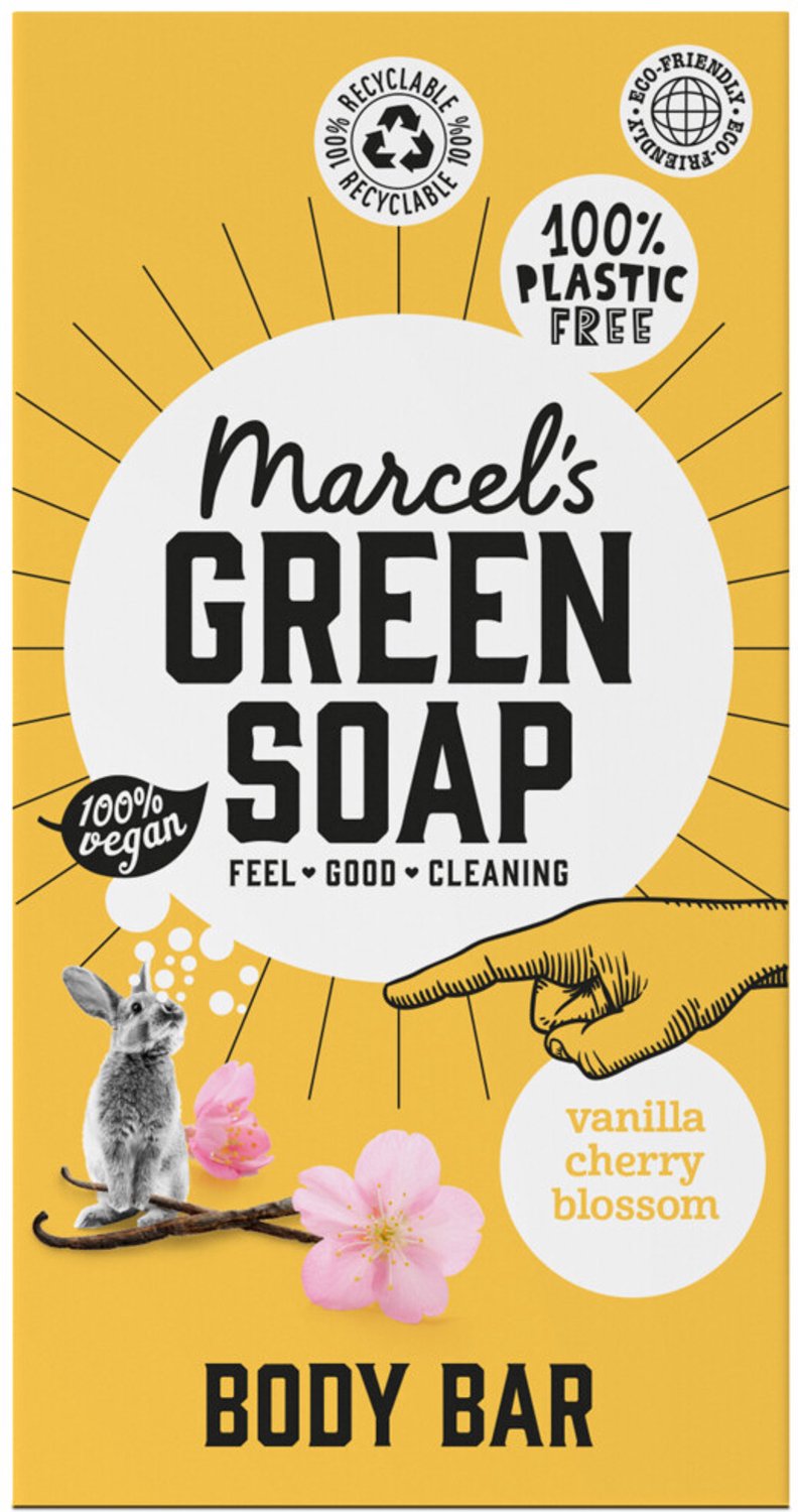 Marcel's Green Soap - Showerbar Vanilla & Cherry Blossom - 6 x 150 gr - Voordeelverpakking
