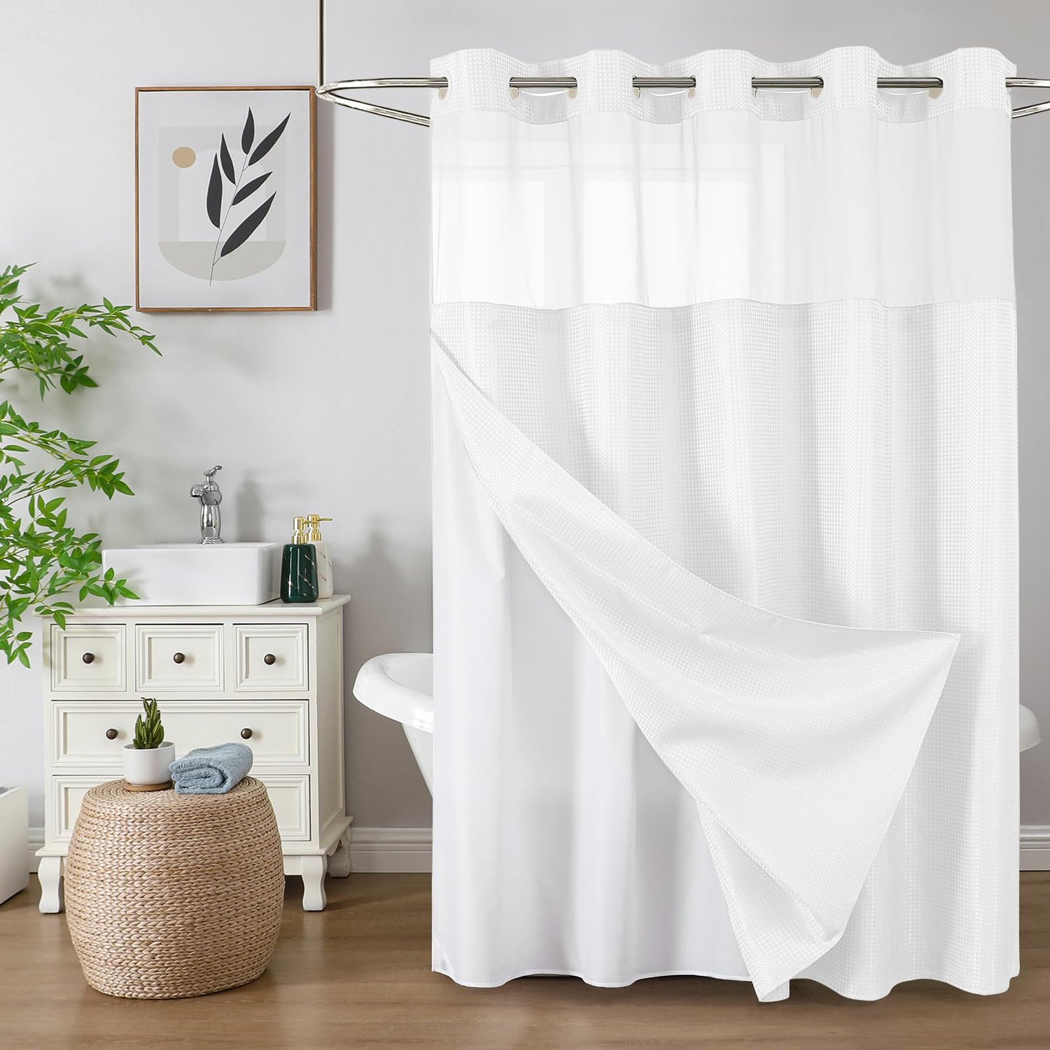 Kleurige Ster Douchegordijn 182 x 180 cm, Waterdicht en Met Mesh Venster