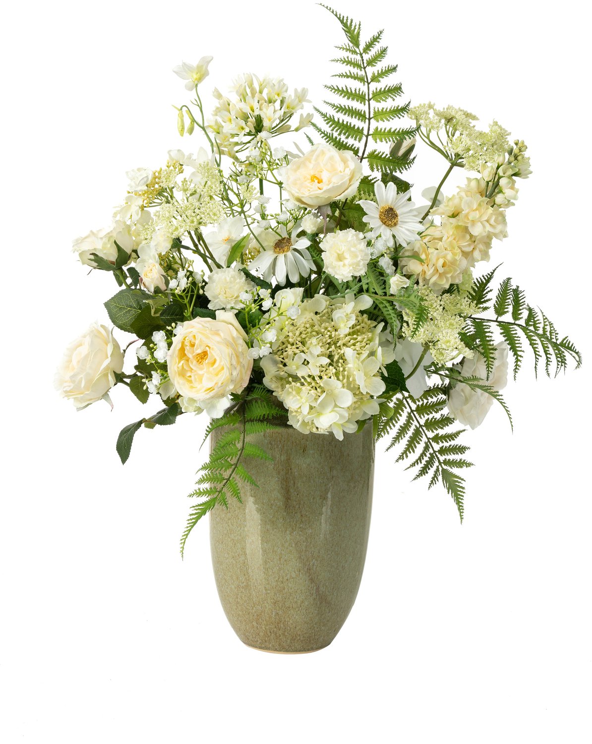Emerald Boeket White Bloom - 70cm hoog - Wit - 16 stelen - Kunstboeket - Zijde boeket