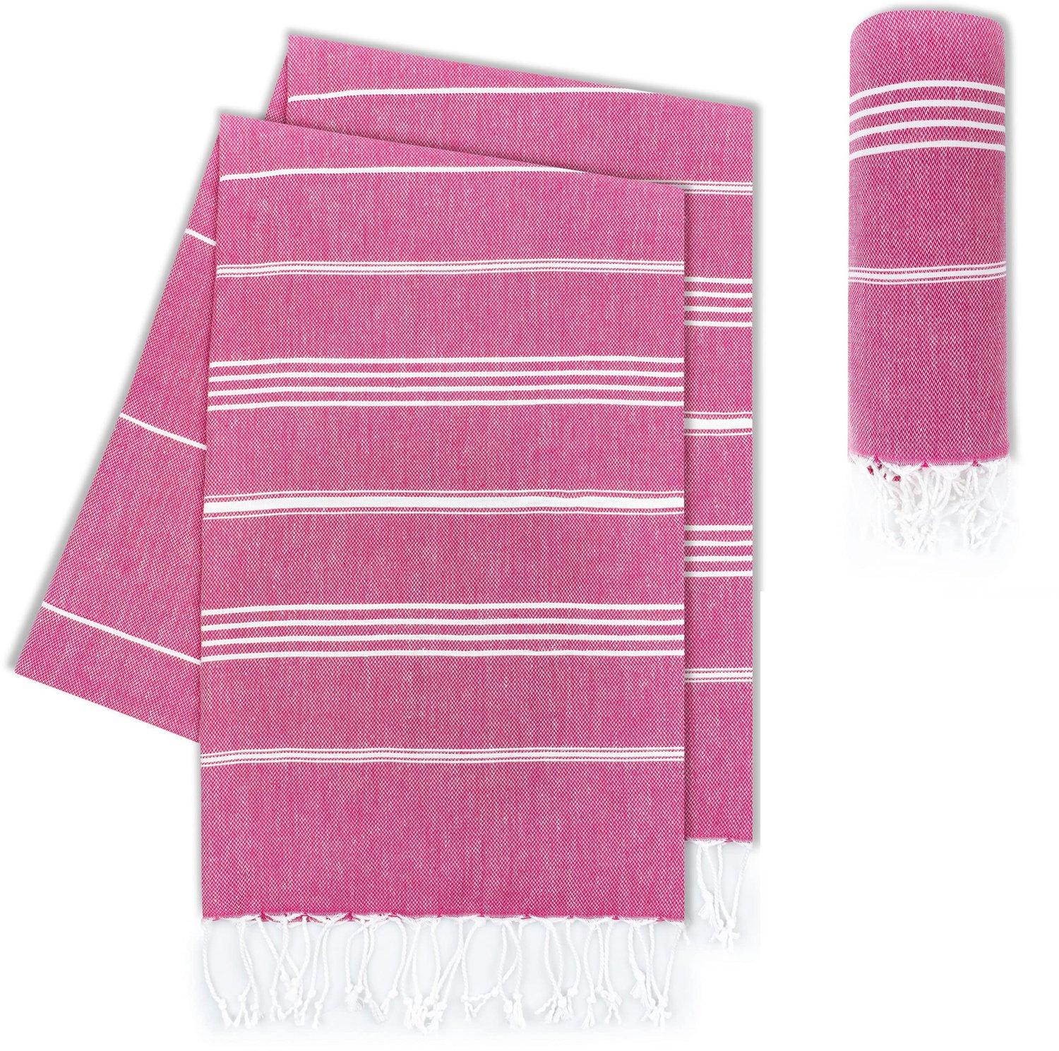 Set van 2 Hammam Handdoeken - 100% Katoen XXL Fuchsia