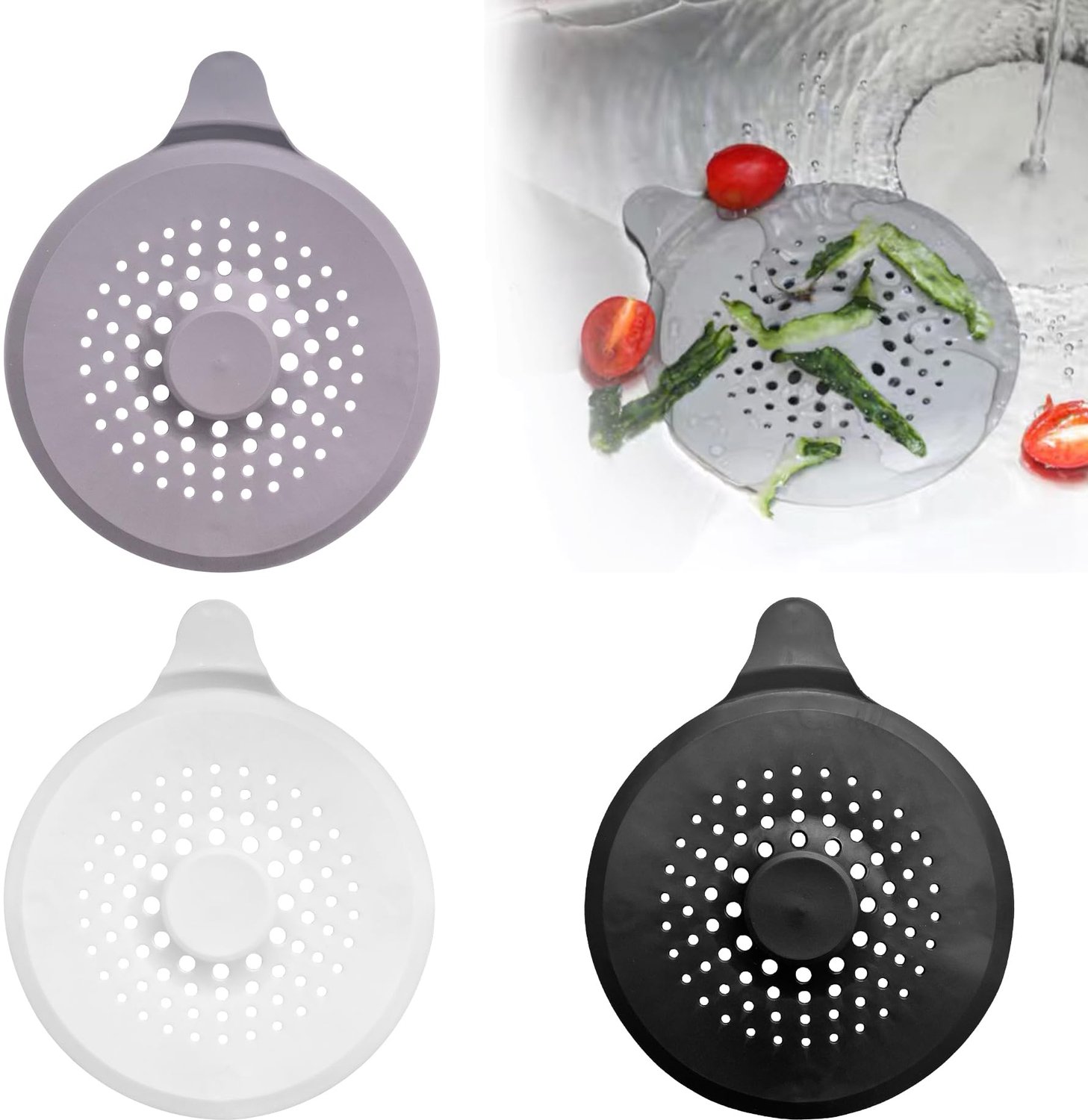 3-delige Afvoerfilter Set van Siliconen voor Douche en Keuken