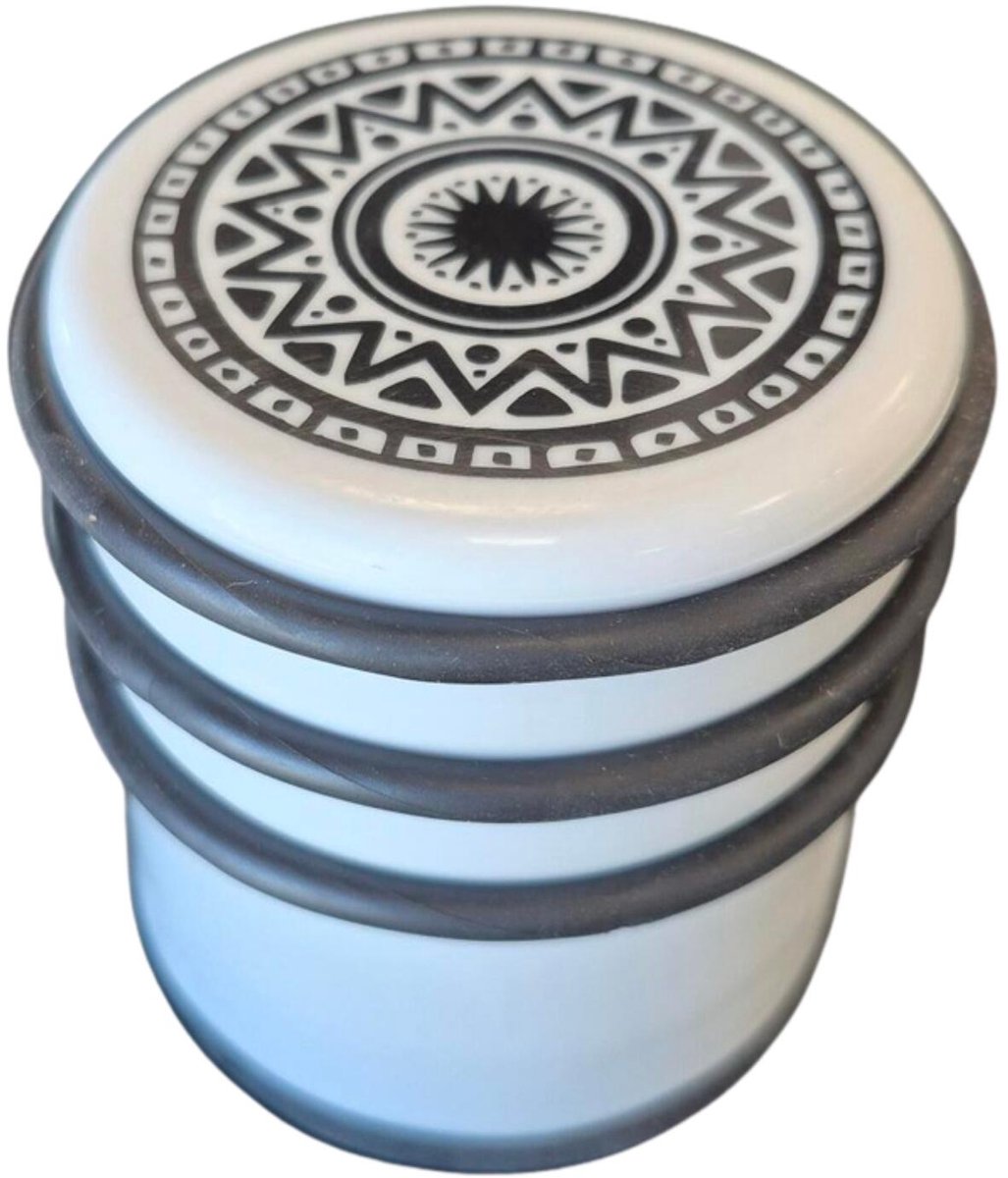 Cogex Deurstopper - wit - mandala design - rubber - D7,5 x H8 cm