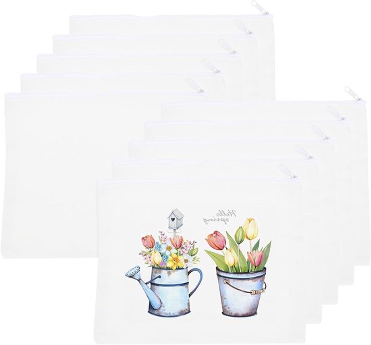 Sublimatie Make-uptassen 50 stuks 20 x 18 cm canvas wit cosmetische etui voor reizen, DIY ambachten en cadeaus voor vrouwen, witte zakken met rits