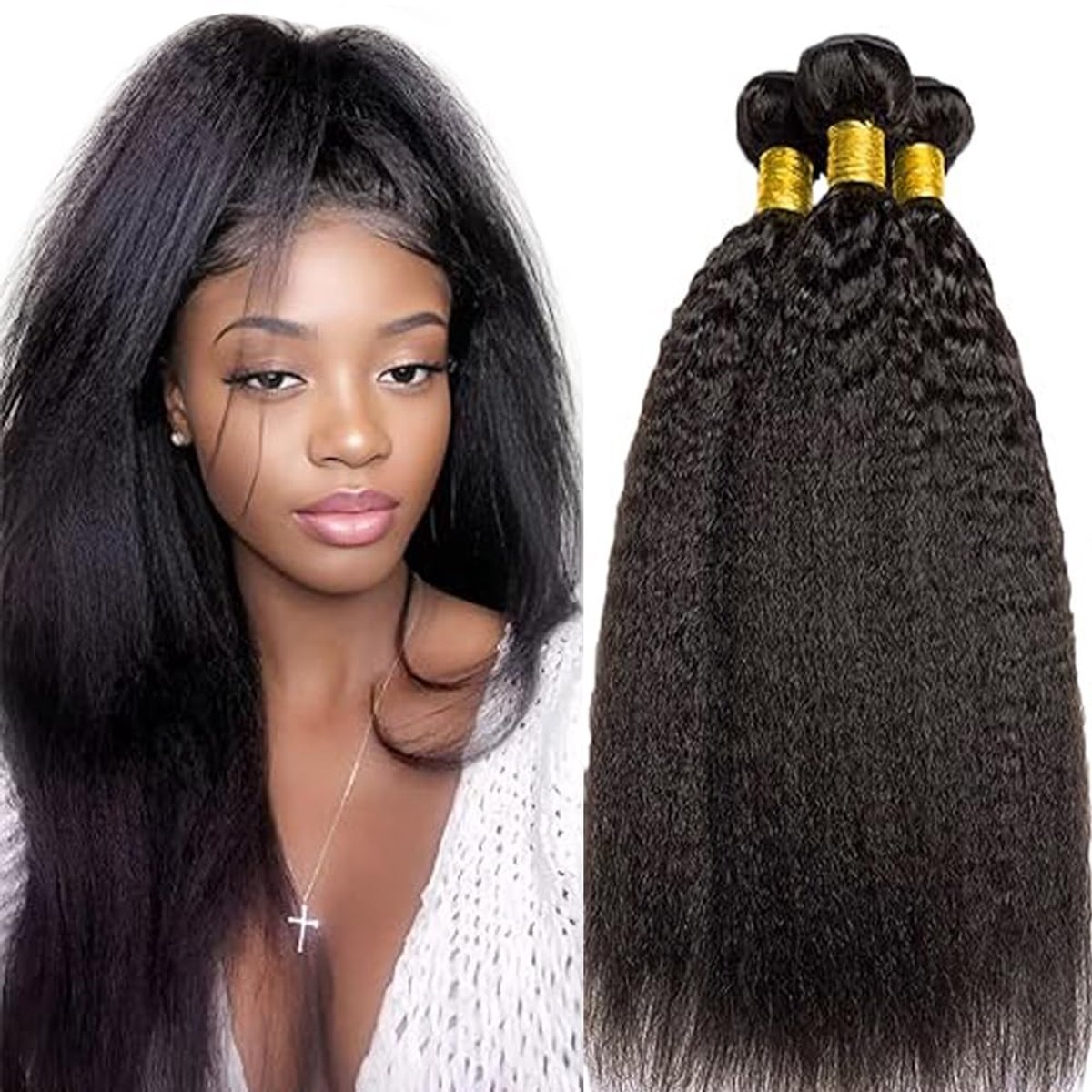 Solidchoice - 22 Inch Yaki Straight Haar Bundels 3 Bundels