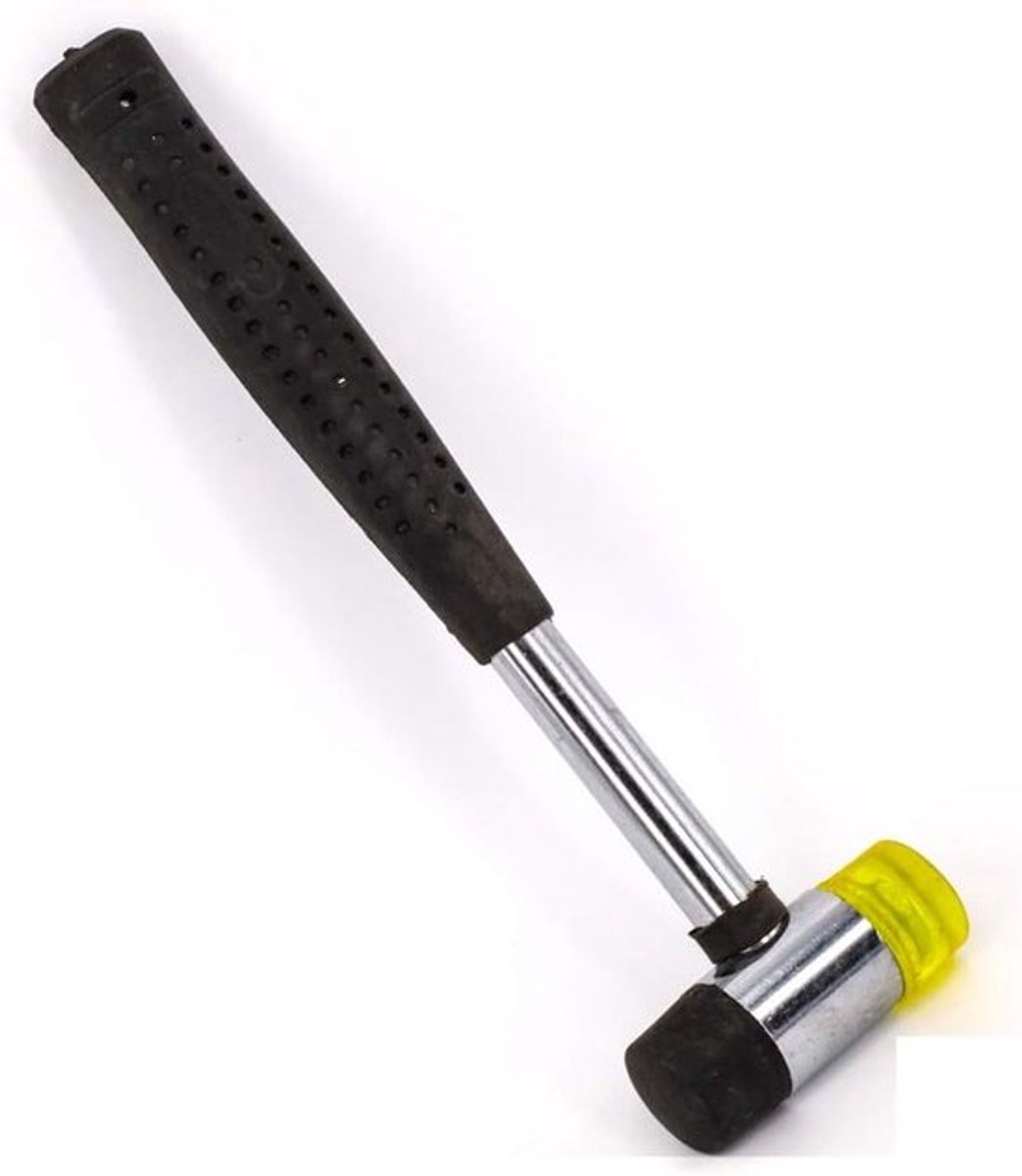 Rubberen hamer met antislip handgreep en dubbelzijdige kop 25 mm voor kluswerk - nylon en rubber bouwhamer.