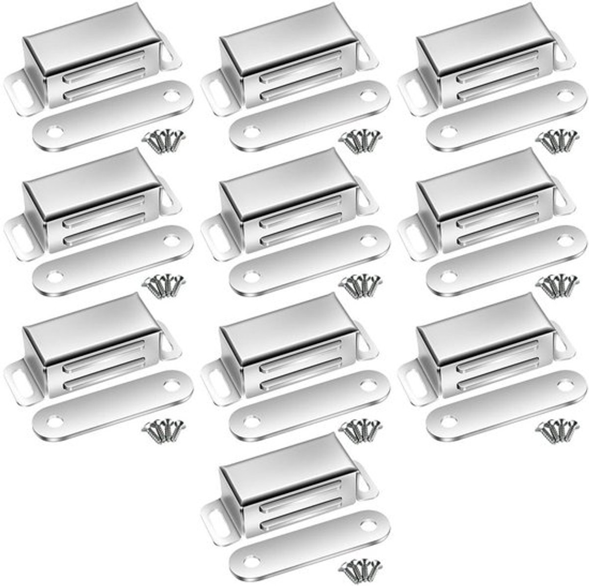 Magneetsnapper voor kastdeuren - Sterke 8 kg magneetsluitingen - Roestvrij staal - Voor meubels en balkondeuren (10 stuks)
