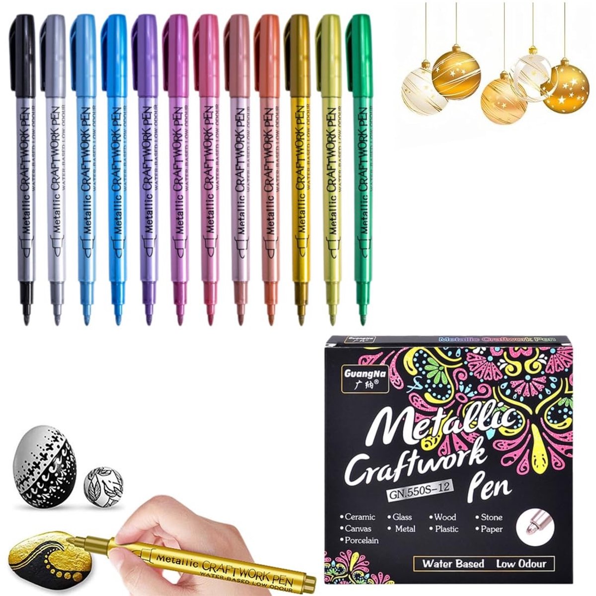 Solidchoice - Set van 12 Metallic Marker Pens voor Creatieve Projecten