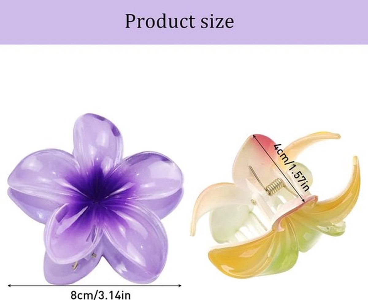 Bloemklauwclips 8 stuks - Antislip Ontwerp - Elegante Hawaiiaanse Stijl - Medium Grootte - Geschikt voor Vrouwen - Kunststof Materiaal - Haarclips
