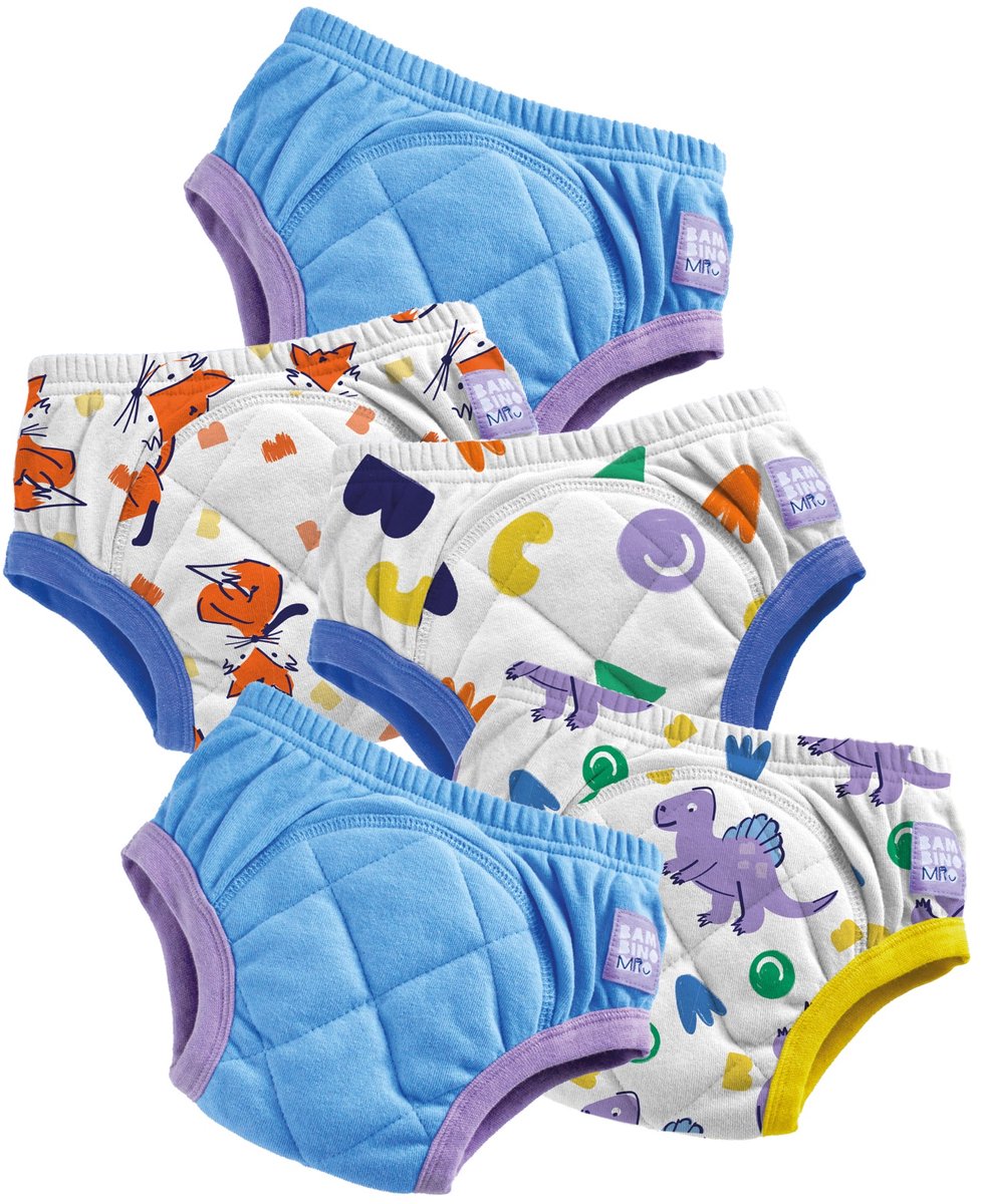 Set van 5 herbruikbare zindelijkheidsbroekjes in Blauw Roar | Sneller en met vertrouwen zindelijk worden | Bambino Mio®