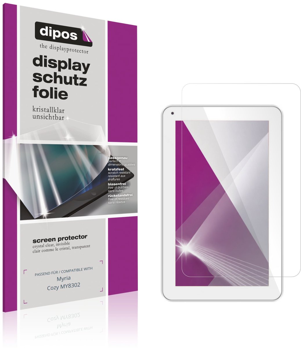 dipos – 2x Beschermfolie geschikt voor Myria Cozy MY8302 | Krasbestendige & heldere Screenprotector Ultra-Thin