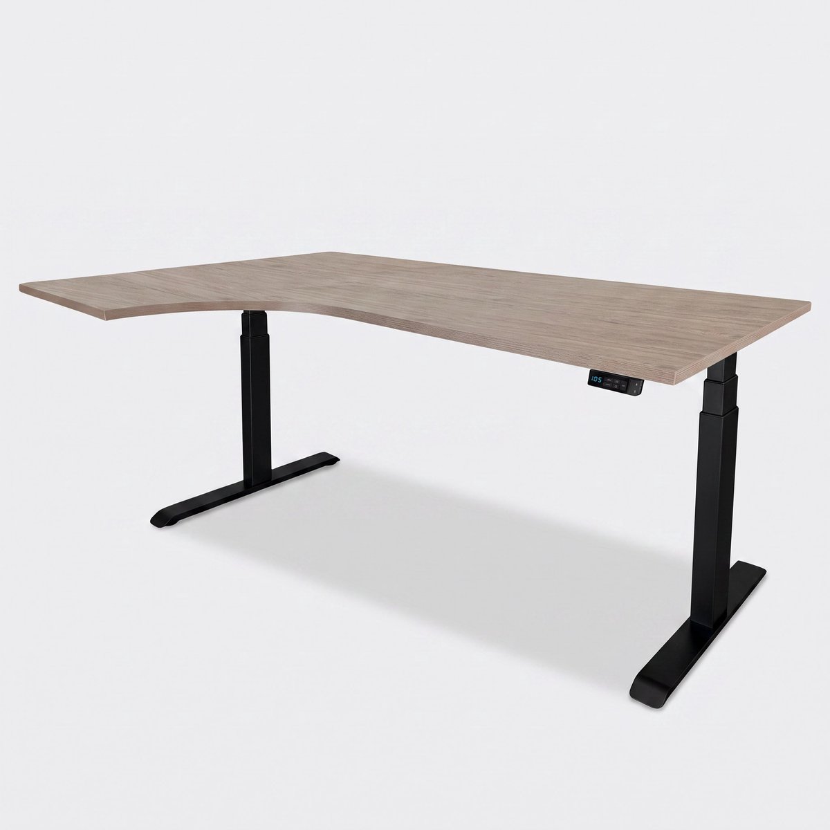 Zit-sta wingbureau elektrisch 180x120cm – Zwart, Hickory Noten (Rechts)
