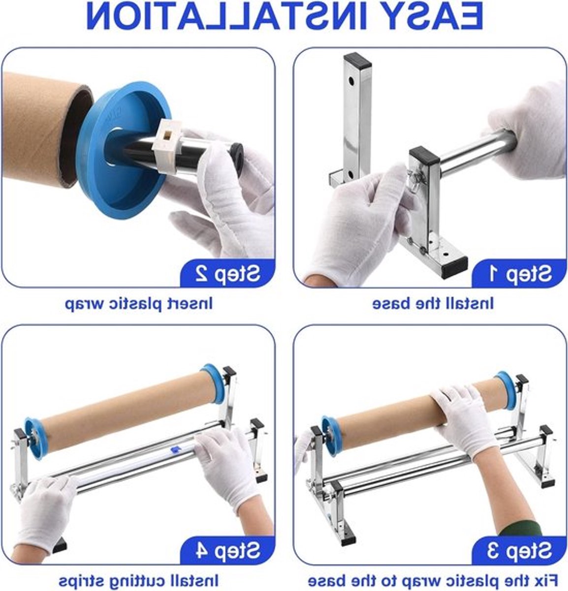 17" Stretchfolie-dispenser voor efficiënt verpakken, roestvrij staal palletwikkelaar met film-snijder en 40 cm stretchfolie voor professioneel gebruik