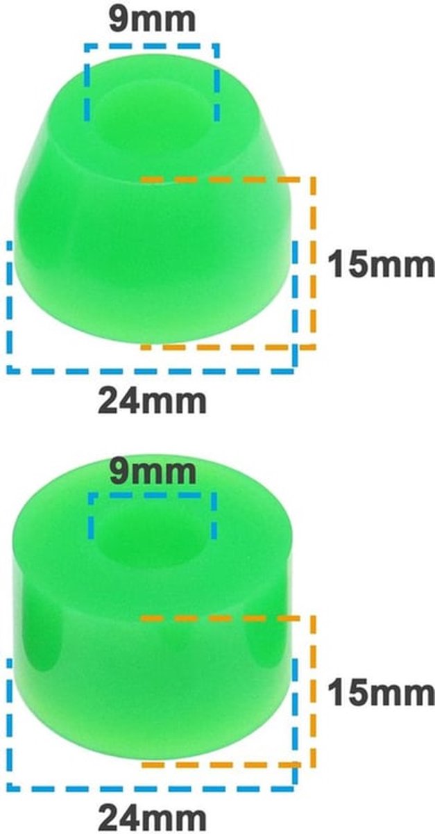Bushings 12 Stks - 90A Hardheid - Rebuild Kit - Pivot Cups - Schokdemper - Bekerringen - Hoogwaardige prestaties - Skateboard Bushings