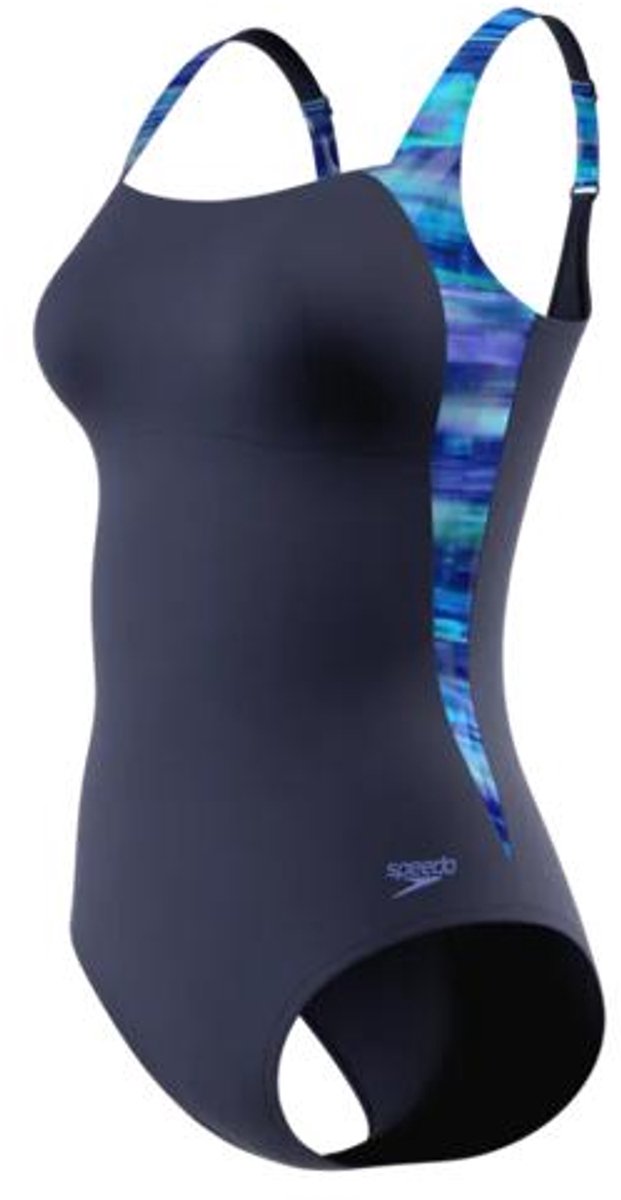 Speedo Luna Lustre Printed 1P Dames - Badpak Dames met Uitneembare Cups - Zwempak Dames met Plooien - Badpak Dames met Verstelbare Bandjes - Marine/Blauw - 44