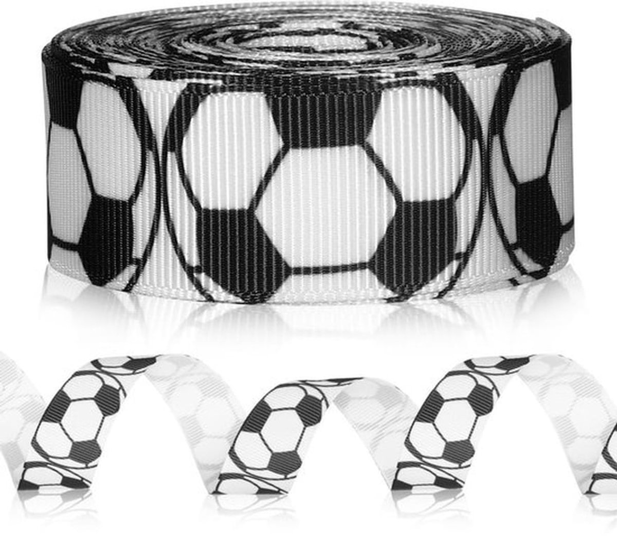Voetbalbanddecoratie - Cadeaulint - Krullint - Sierlint - DIY Lint - Voetbaldesign - Eenvoudig in gebruik