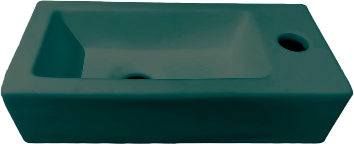 Toilet fonteinbakje Sanitado rainbow rechts 37 x 18 x 9 cm mat donkergroen