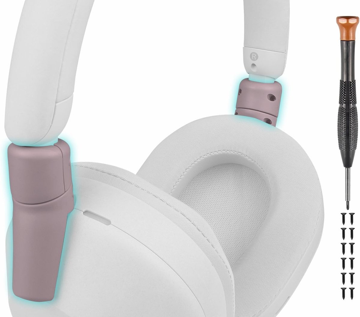Hinge voor Sony WH-1000XM5 - Smoky Pink | Beschermende connectors voor hoofdtelefoon, zijcover en scharnierbeveiliging tegen breuk