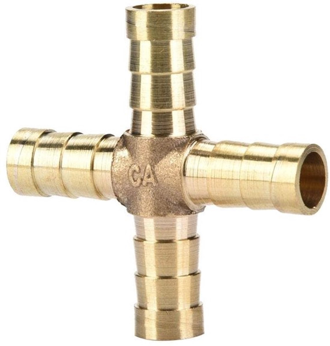 Slangconnector 4-voudig Kruis - Messing Fitting - Afdichting - 6/8/10/12 mm - Geschikt voor Lucht/Water/Olie/Gas - Flexibele Slangen - Kruisconnector