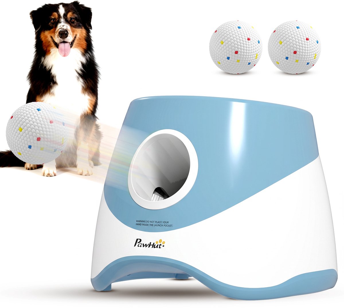 PawHut Pet Automatic Ball Launcher-ABS-25,9L x 27,1B x 21,4H cm-Blau